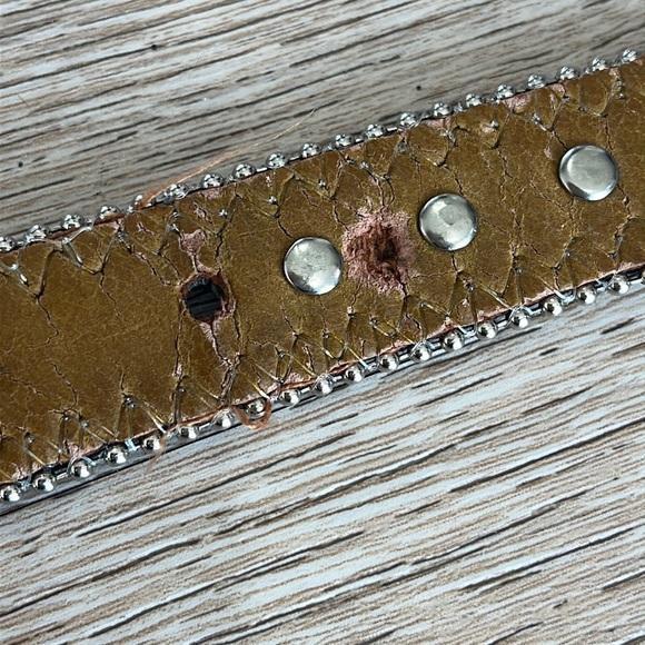 Girls Rhinestone Western Belt 28" Black Leather Removable Buckle 1" Wide - Picture 4 of 9